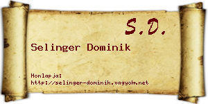 Selinger Dominik névjegykártya